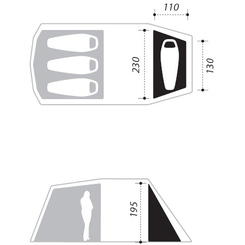 Inklikbare Enkele Slaapruimte Dogon 3 (+1) Tent | Abbey stone