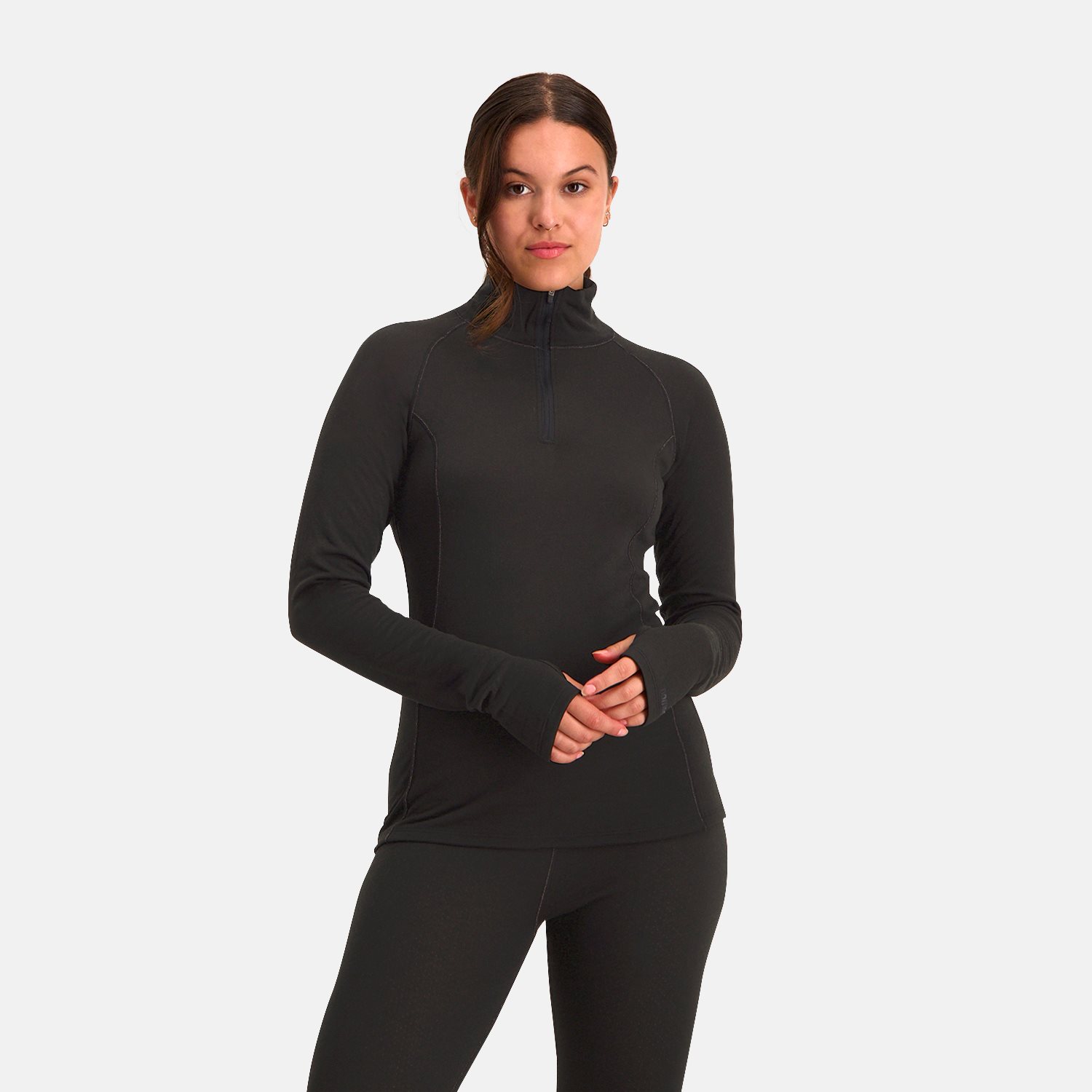 Rough Zip-Neck Thermo Control Longsleeve Dames | Black | L