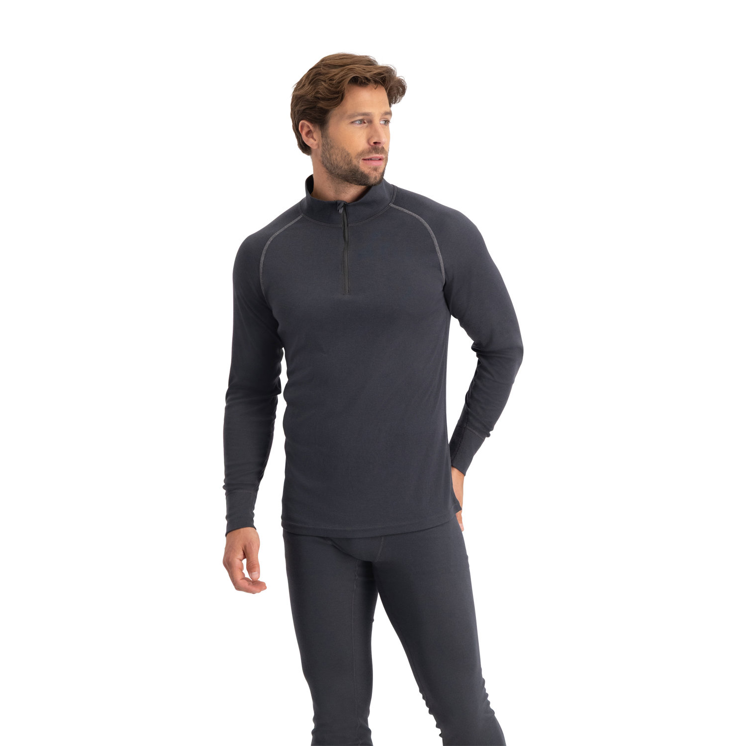 Zip Neck Thermoshirt Heren | Grijs | XL